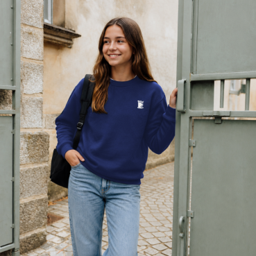 Sweat col rond mixte bleu impérial