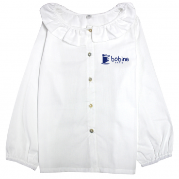 Blouse fille avec col, brodée au logo de votre établissement
