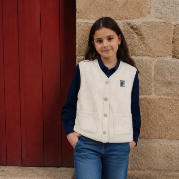 Veste sans manches boutonnée écrue uniforme