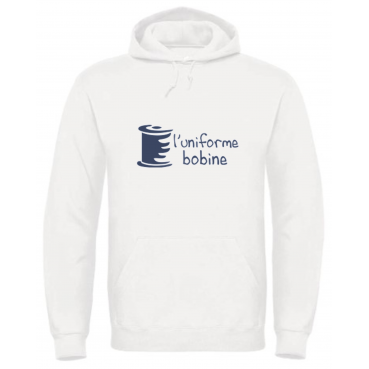 Sweat à capuche avec cordons, blanc, brodé ou sérigraphié au logo de votre école