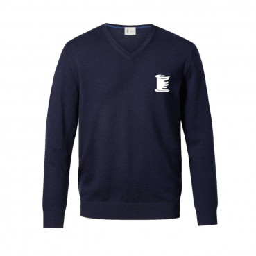 Pull V, marine, brodé au logo de votre établissement