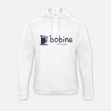 Sweat à capuche avec cordons, blanc, brodé ou sérigraphié au logo de votre école
