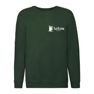 Sweat sans capuche, vert bouteille, brodé ou sérigraphié au logo de votre école