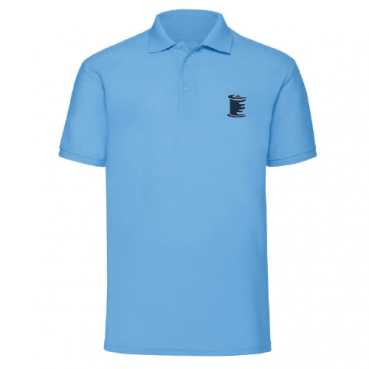 Polo manches courtes, bleu ciel, brodé au logo de votre école