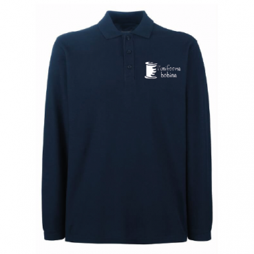 Polo mixte, manches longues, marine, brodé au logo de votre établissement