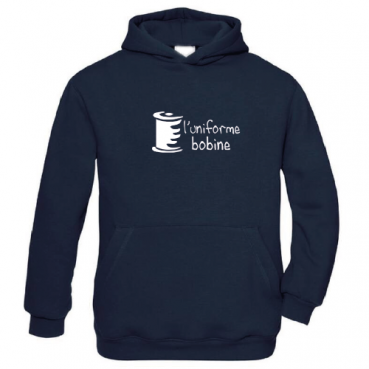 Sweat à capuche avec cordons, marine, brodé ou sérigraphié au logo de votre établissement