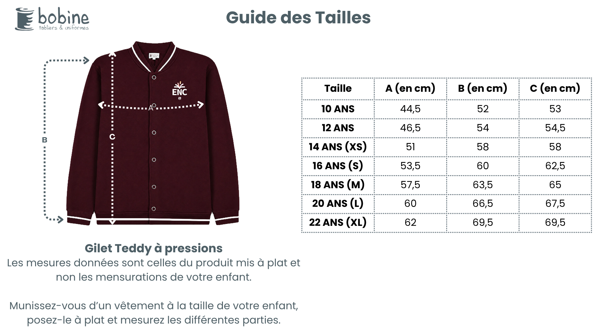 Guide des tailles