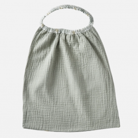Serviette élastiquée d'un côté vert grisé et de l'autre motif palmier