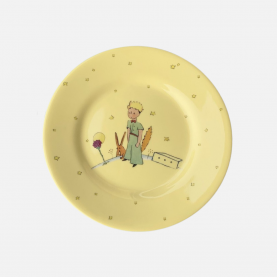 Assiette à dessert jaune avec le petit prince accompagné de son renard