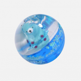 Balle rebondissante bleu transparente avec deux ours polaires dans liquide dedans