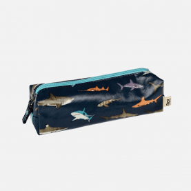 Trousse scolaire bleu foncé avec motifs requins