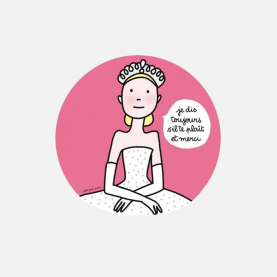 Assiette à dessert rose avec une princesse qui dit je dis toujours s'il te plaît et merci