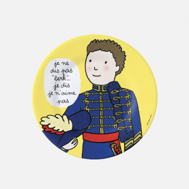 Assiette à dessert jaune pour enfant avec un prince et le message