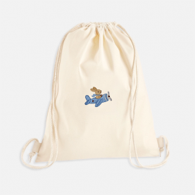 Sac de Gym brodé lapin avion bleu