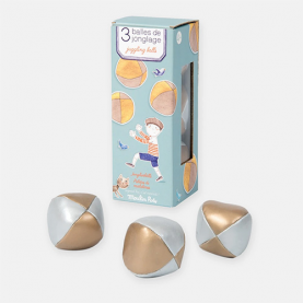 Trois balles de jonglage or et argent