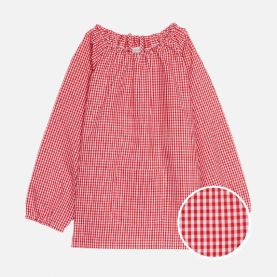 Blouse d'école vichy rouge Pomme de la marque Le Tablier Bobine.