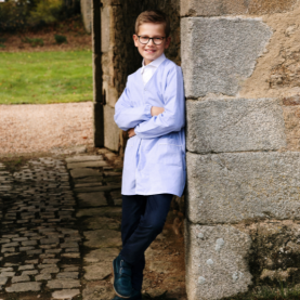 Tablier d'école à pressions jean clair Félix de la marque Le Tablier Bobine