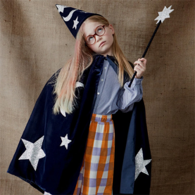 Déguisement ensorceleur velours bleu