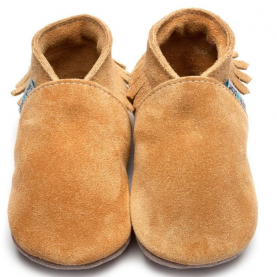 Chaussons en daim beige