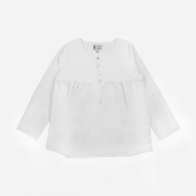 Chemisier fille, col rond - Blanc
