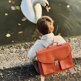 Cartable Suzanne - Corail en cuir