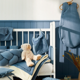 Couverture peluche double en gaze de coton et microfibre -  Pierre bleue