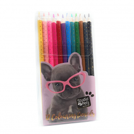 Pochette de 12 crayons de couleur - Studio Pets