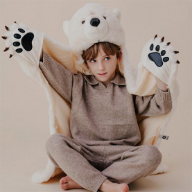 Déguisement enfant, cape d'ours blanc polaire