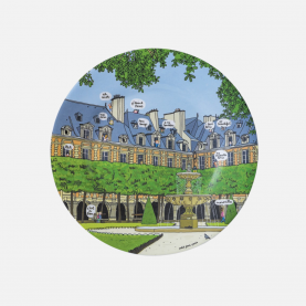 Assiette à dessert avec comme paysage la place des vosges en france
