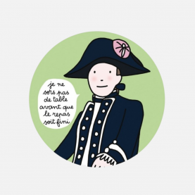 Assiette verte avec un prince qui dit : je ne sors pas de table avant que le repas soit fini.