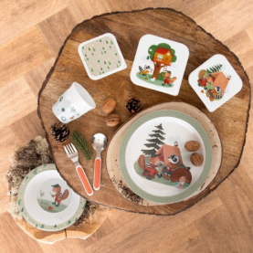 Boîtes à goûter compacte pour enfant illustrée d’un castor souriant. Modèle