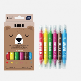 6 feutres   jumbo avec tampons 