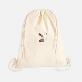 Sac de Gym brodé  Lapin canne à pêche  personnalisable