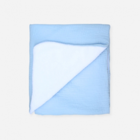 Couverture en gaze de coton doublée à personnaliser bleu ciel