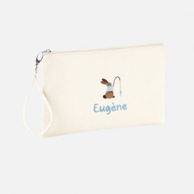 Trousse scolaire personnalisable lapin - canne à pêche 