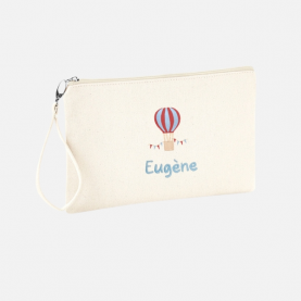  Trousse  école personnalisable - Montgolfière bleu et grenat