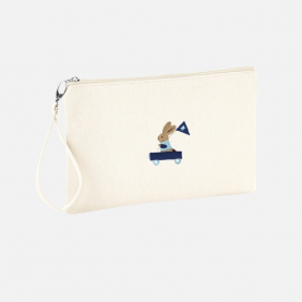 Trousse scolaire personnalisable lapin - carriole bleu