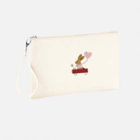  Trousse scolarire personnalisable lapin - carriole rose
