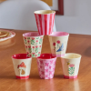 Petit gobelet en mélaminé rayé rose et framboise