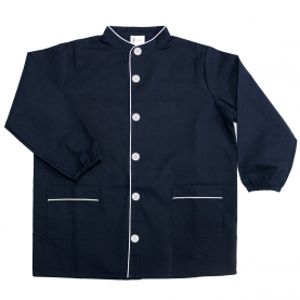 Tablier école garçon, col Mao – Marine