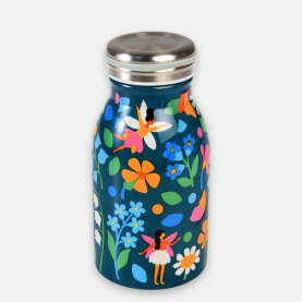 mini gourde en acier inoxydable bleu aux motifs féériques (fées et jardin) 