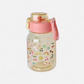 Gourde en plastique pour enfant rose imprimée