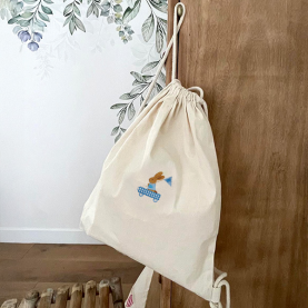 Sac de Gym brodé lapin carriole vichy
