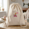 Sac de Gym brodé lapin carriole framboise