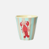 Petit gobelet rayé bleu motif homard