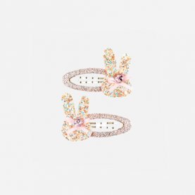 Barrettes lapin pailletées rose 