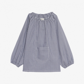Blouse ecole sans boutons mini vichy gris