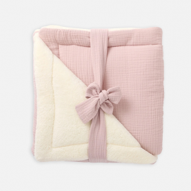 Couverture peluche double en gaze de coton et microfibre -  Pétale 