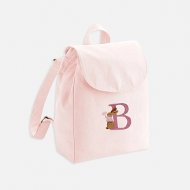 Mini sac à dos rose - Lettre rose lapin fleurs