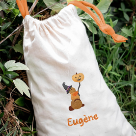 Pochette Halloween citrouille brodée personnalisable
